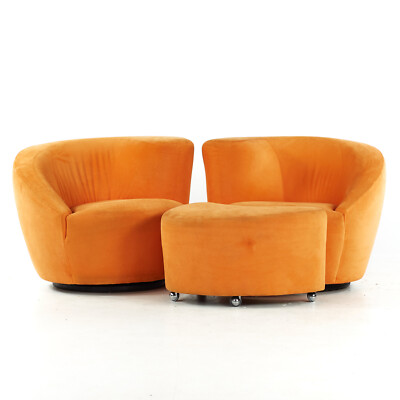 Vladimir Kagan for Directional Mid Century Lounge Chairs with