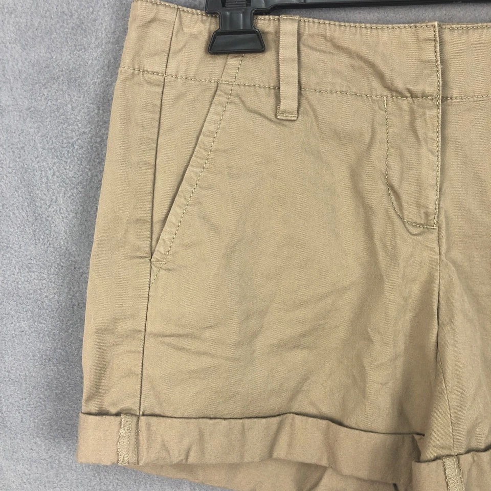 Ann Taylor Womens Size 0 Signature Chino Style Cuffed Shorts w Pockets Brown - Image 3 of 4