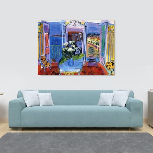 Interior to Open Windows Raoul Dufy Wall Art - Canvas Wall Art Framed Print - Picture 3 of 6