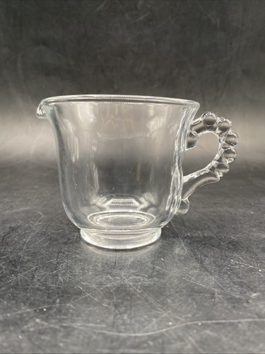Imperial Glass Candlewick Set Tea Cup, Saucer, Sugar Bowl, Creamer & Tray Beaded - Picture 12 of 24