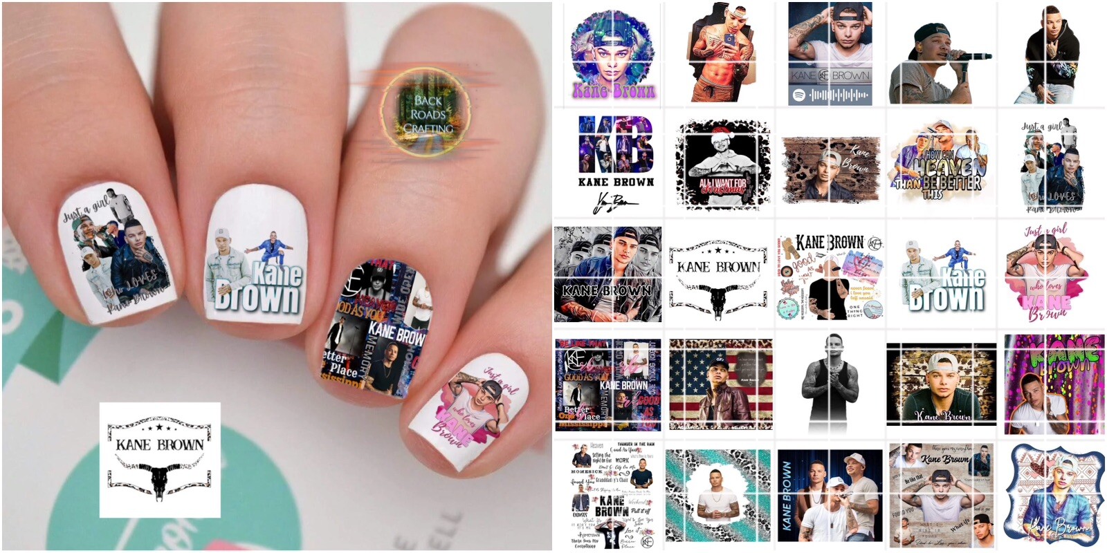 Kane Brown Waterslide Nail Art Decals Set Of 50  Instructions & Bonus