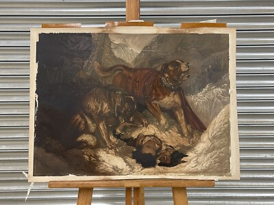 19thC Chromolithographic Study Of Alpine Mastiffs After Sir Edwin Landseer