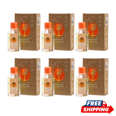 6Pcs. Golden Cup Brand Herbal Oil 3cc   Refreshing Thai Balm Oil in Mini Size