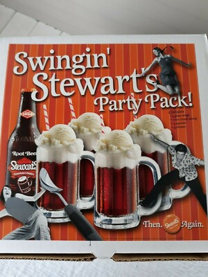 Stewart's Root Beer Party Pack Ice Cream Float Glasses/Scoop/Straws/Spoons NIB