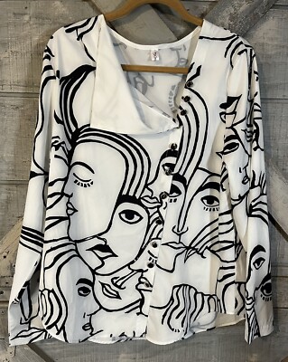OC Orderplus Womens Blouse Med Silky Feel Button Up Long Sleeves