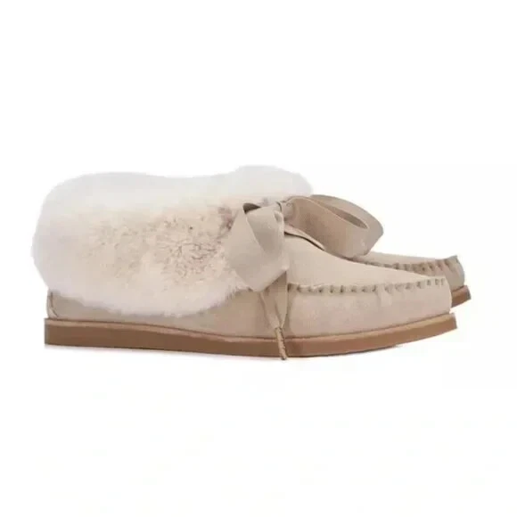Nuevo en caja Zapatilla Tory Burch Aberdeen Shearling Arena Camel Natural - 7 8 Foto 2 de 2