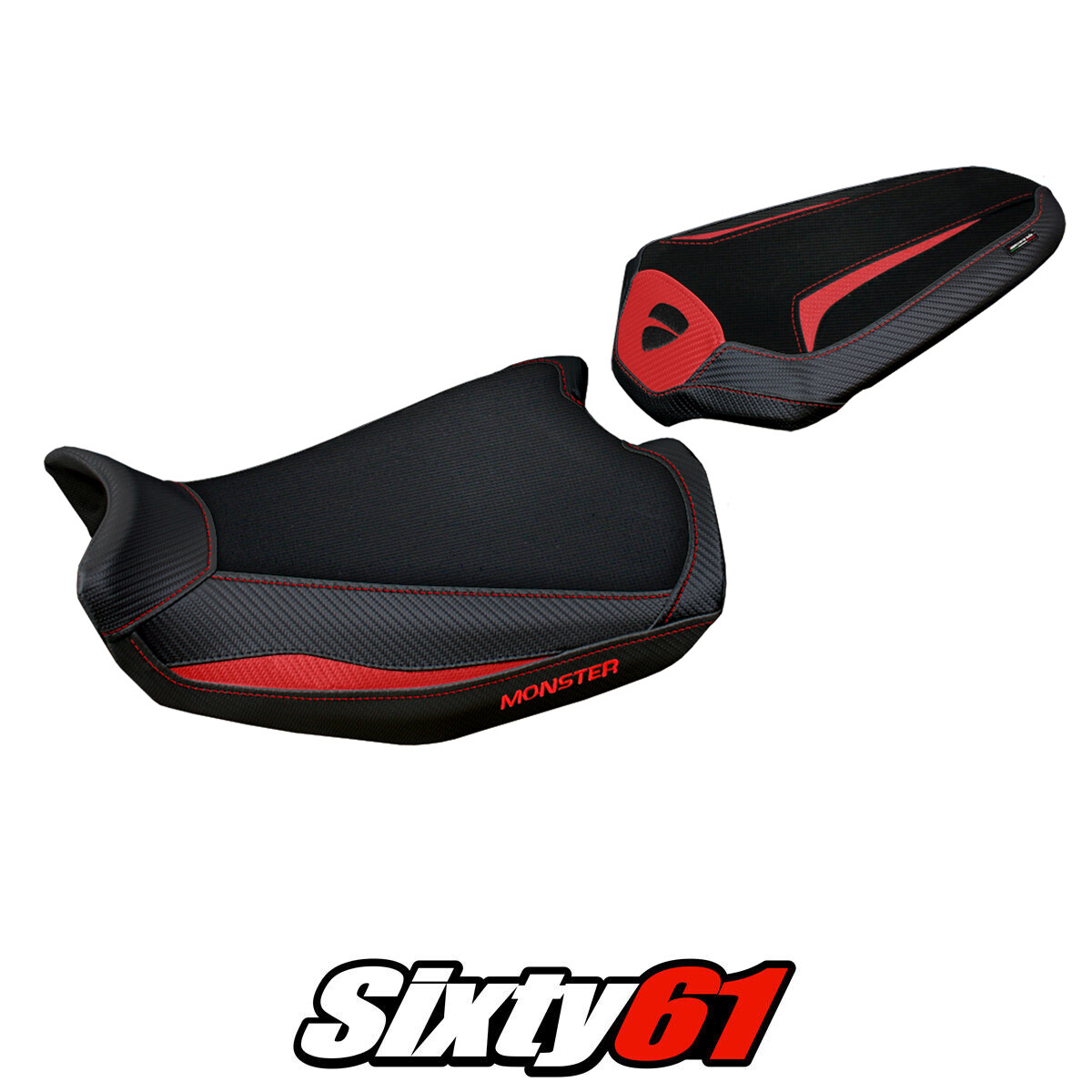 Ducati Monster 937 950 2021 2022 2023 2024 2025 Seat Cover Tappezzeria Red Black