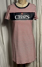 Chaps Womens Red/white Stripe/blye Accent T-Shirt Dress Sz M Used