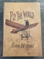 Faux Book Safe Secret Wooden Storage FLY THE WORLD Above The Crowd Vintage 2011