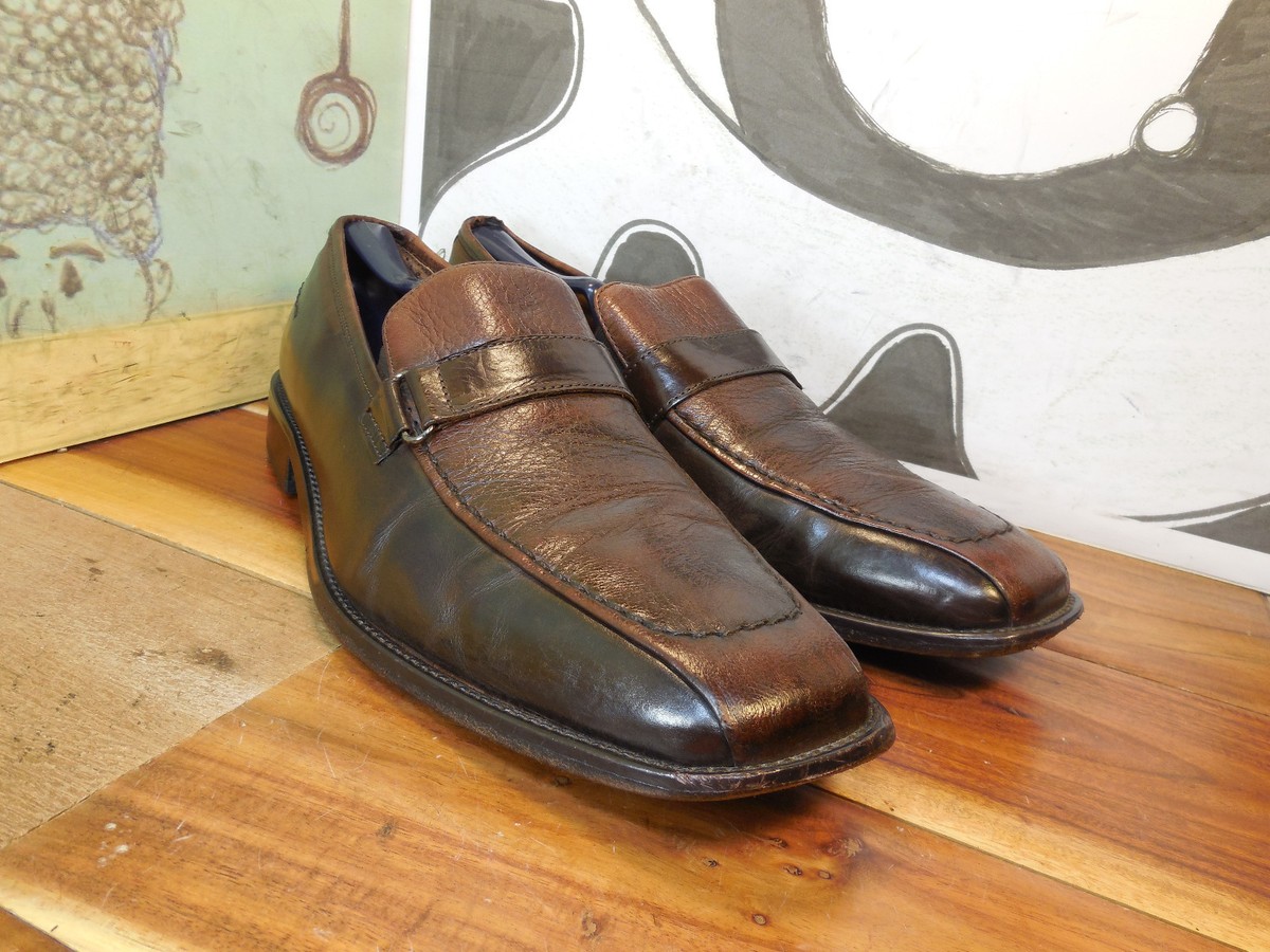 Brass Boot Brown Leather Loafers Men display picture 3