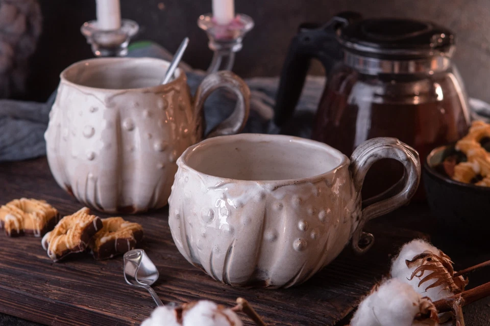 Tazas de café de calabaza, tazas de cerámica hechas a mano, taza de café de Halloween, taza de café de otoño Foto 4 de 4