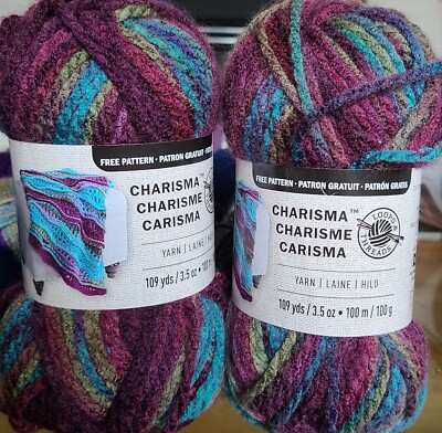 LOOPS & THREADS CHARISMA 2 skeins MULBERRY BUSH 3.5oz Bulky #5