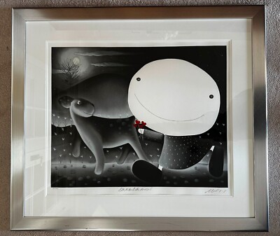 Mackenzie Thorpe Original Lithographie mit Echtheitszertifikat, signiert gerahmt - Love and the Moon