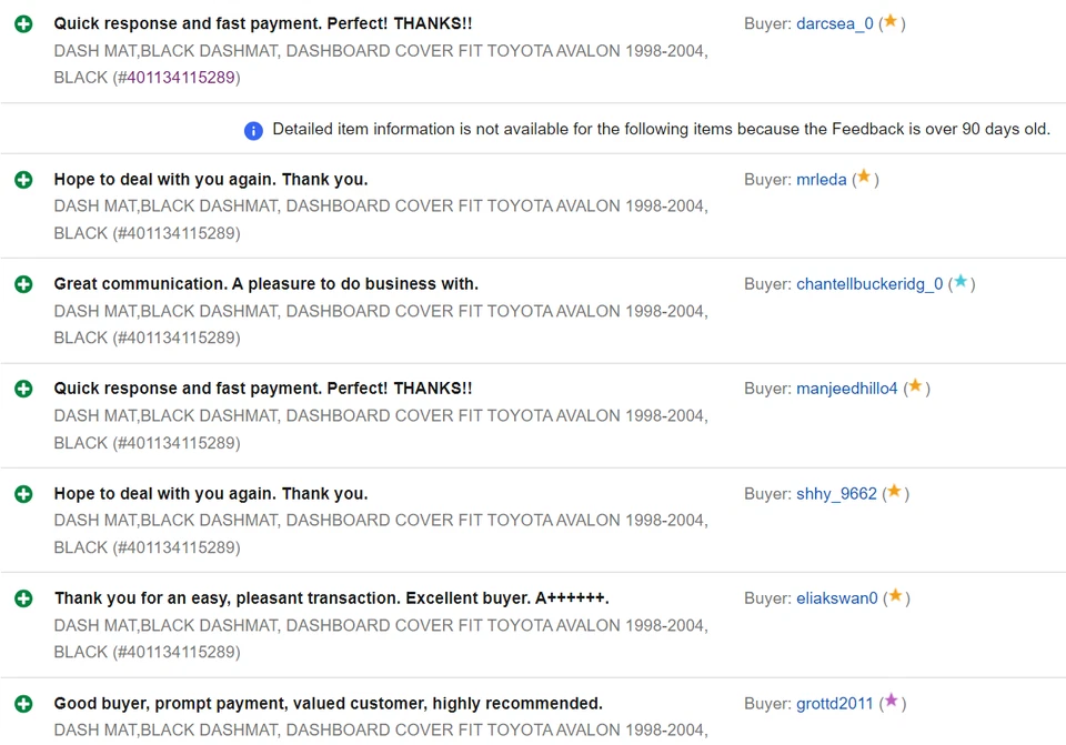 BLACK DASH MAT, DASHMAT, DASHBOARD COVER FIT TOYOTA AVALON 1998-2004 - image 2 of 4