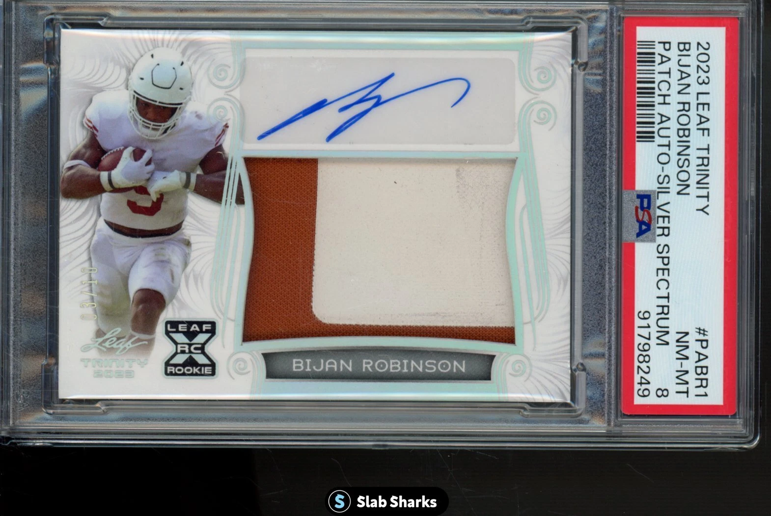 Bijan Robinson Leaf Trinity Patch Autographs #PABR1 Silver Spectrum
