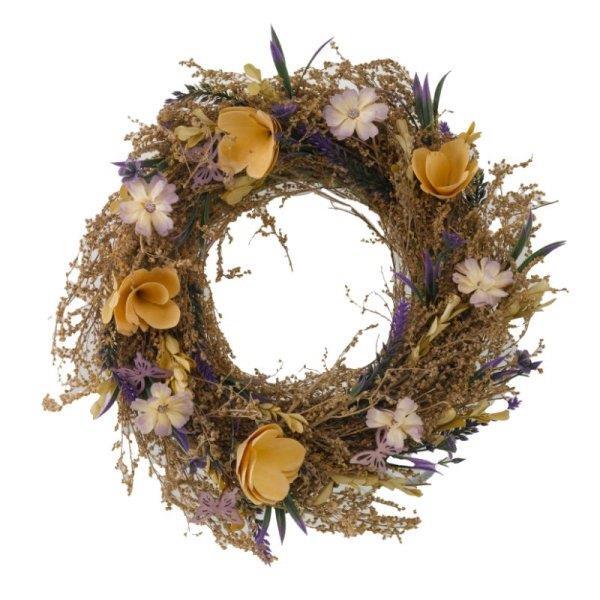 Artificial Flower Door Wreath Spring Viola Lavender Hanging Home Garden Decor