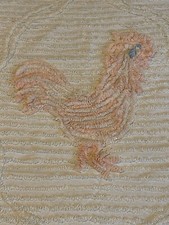 Vintage 39 x 64 pink Rooster farm crib/baby/child/toddler chenille bedspread.