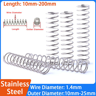 #ad 1.4mm Wire Diameter 304 Stainless Steel Compression Spring Pressure Small Spring $5.99
