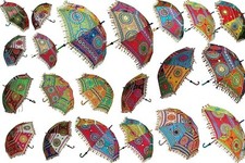 Wholesale Lot 20pc Vintage Decorative Indian Embroidered Parasol Sun Shade