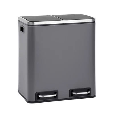 SVITA TM2X15 Mülleimer Papierkorb Office 30L Küche Abfalleimer Mülltrennung Grau - Bild 1 von 4