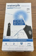 Waterpik Cordless Plus Water Flosser, Unused in box, 2019, Black, with 4 Tips ++