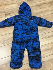 COLUMBIA Snow Suit Blue Puffer Bunting 18-24 Mos. Fleece Lined Winter