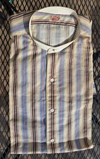 Antique THE ARTISTIC Men's Striped Collarless Dress Shirt 1920s 1930s Vtg 16x33