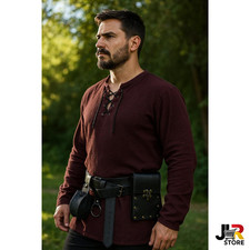 Cintur n Medieval Vikingo con Bolsa Traje Renacentista Unisex Color Negro Marr n