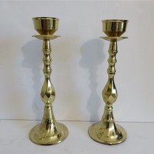 Pair Vintage Brass Candlesticks Tall Ornate Twisted Stem Weighted Base India