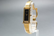 [Near MINT] Vintage GUCCI 1500 12mm Gold Black Dial Women’s Bangle Watch  