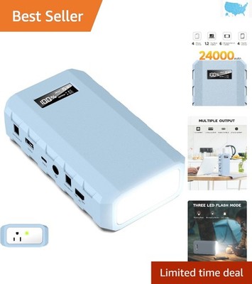 Compact 24000mAh Power Bank with AC Outlet & USB-C - Ideal for Travel