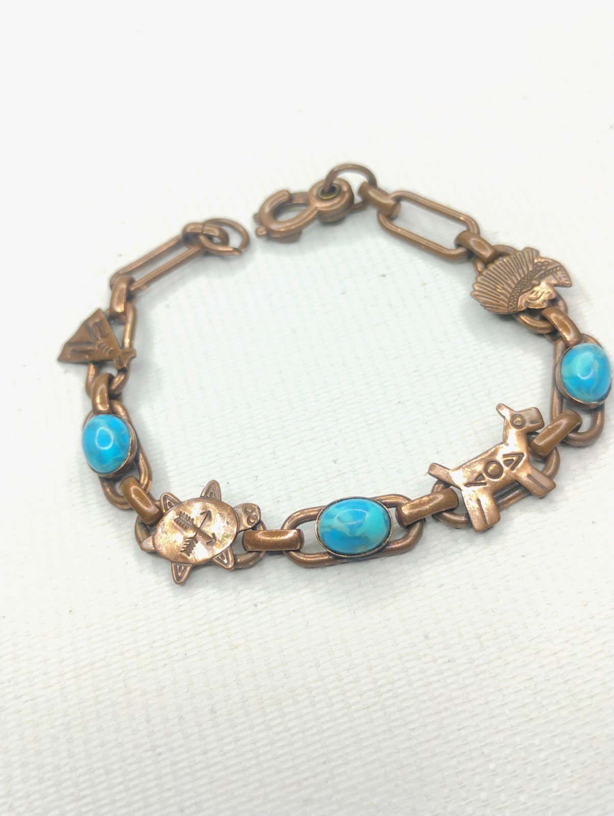 Solid Copper Bracelet with Teepee Coyote Turtle &… - image 6