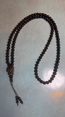 108 Bead Tibetan Impermanence Mala - Black Onyx with Skull Guru Bead - 8mm beads