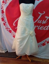 Wedding dress size 12 ivory organza Ronald Joyce short, see measurement chart, T