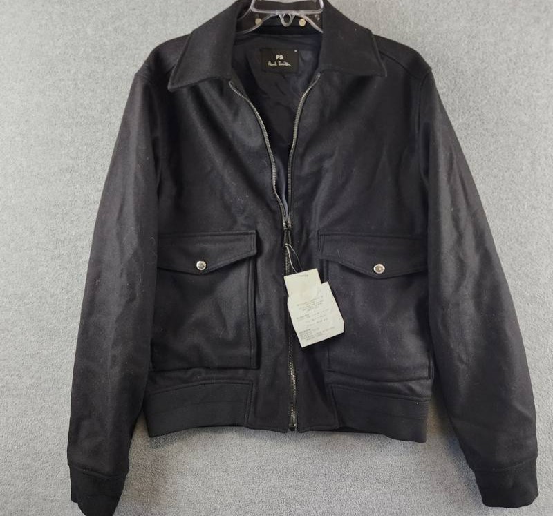 Ps Paul Smith Wool-Cashmere Blend Sweater Jacket Men's M Black Zip Front Closure - second product detail image