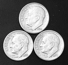 1950  P-D-S 10c SILVER Roosevelt Dimes.  Full Rims.  Year Set.  c/notes  (R221)