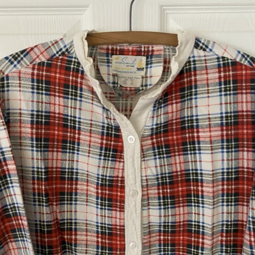 Vintage Sail Sears Roebuck Red Plaid Cotton Flannel Nightshirt Nightgown Women’s - Picture 2 of 14