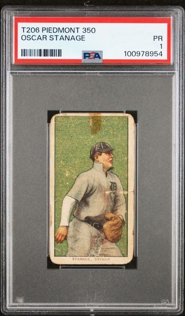 1909-11 T206 Piedmont 350 Oscar Stanage - Tobacco Pre-War Baseball Card PSA