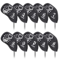 Mytag Golf Iron Head Cover Wedge Headcover Set Black Synthetic Leather Skull ...