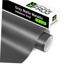 Grey Matte Metallic Adhesive Vinyl, 12"x6ft Craft Permanent Vinyl Roll