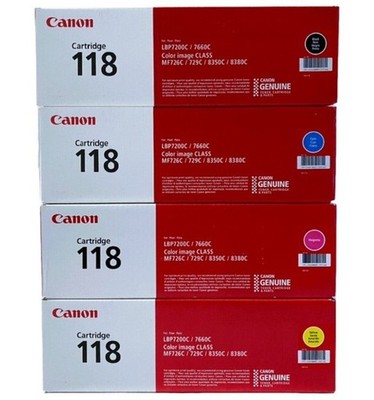 Canon 118 Toner Set Black Cyan Magenta Yellow Genuine OEM 4-Pack Sealed MF8350Cd