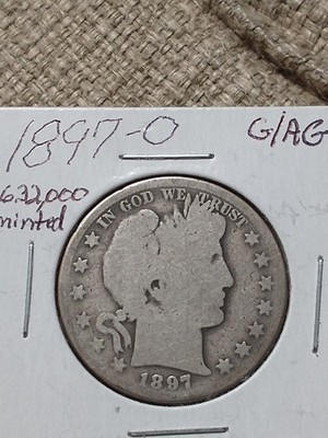1897-O Semi-Key Silver Barber Half Dollar, Good/AG+ Condition