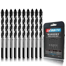 10-Piece 1/4" Masonry Drill Bits for Tile Glass Ceramic Wall Brick Stone Soft...
