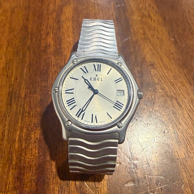EBEL Wave Swiss Made Quartz Watch Silver Dial Roman Numerals Date Steel