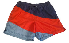 Lands' End Swim Shorts Mens Large 36-38 Red/ Blue Drawstring Pockets