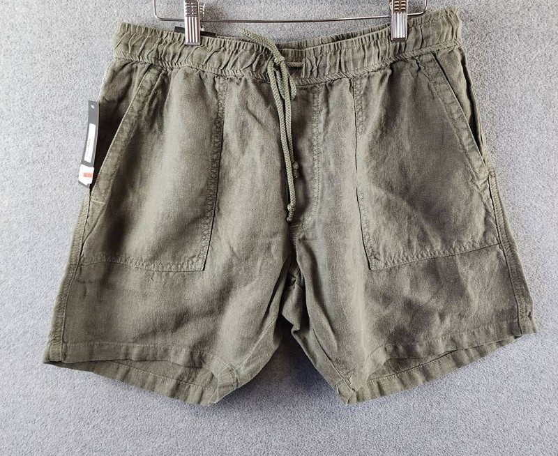 The Mens Store at Bloomingdales Solid Linen Shorts 36 Olive Drawstring Waist 8490₽