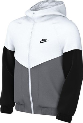Nike Sportswear Windrunner Big Kids' Hooded Repel Jacket (FZ5516-100, White/Smok