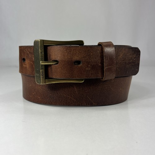 Cinturón de trabajo de cuero de grano completo marrón rayado Levi's - para hombre talla 36/90