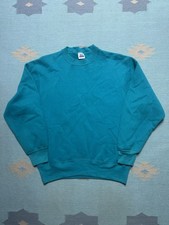 Vintage 80s crewneck sweatshirt BVD blank teal turquoise blue adult medium