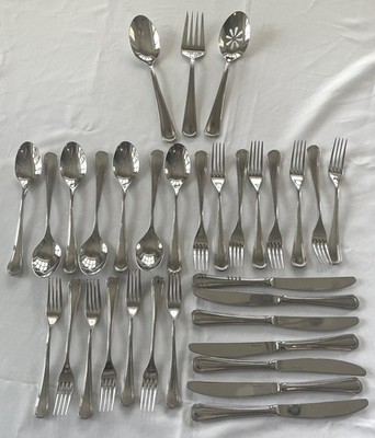Robert Welch Aston Stainless Steel Flatware Set Glossy Modern 32pc England